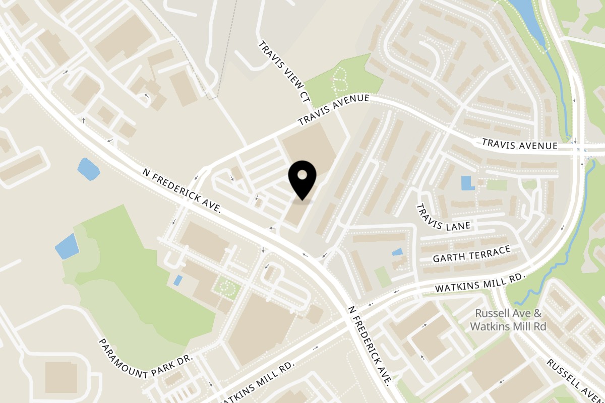 Map showing the location of Pho Nom Nom Gaithersburg on 18509 N Frederick Ave in Gaithersburg
